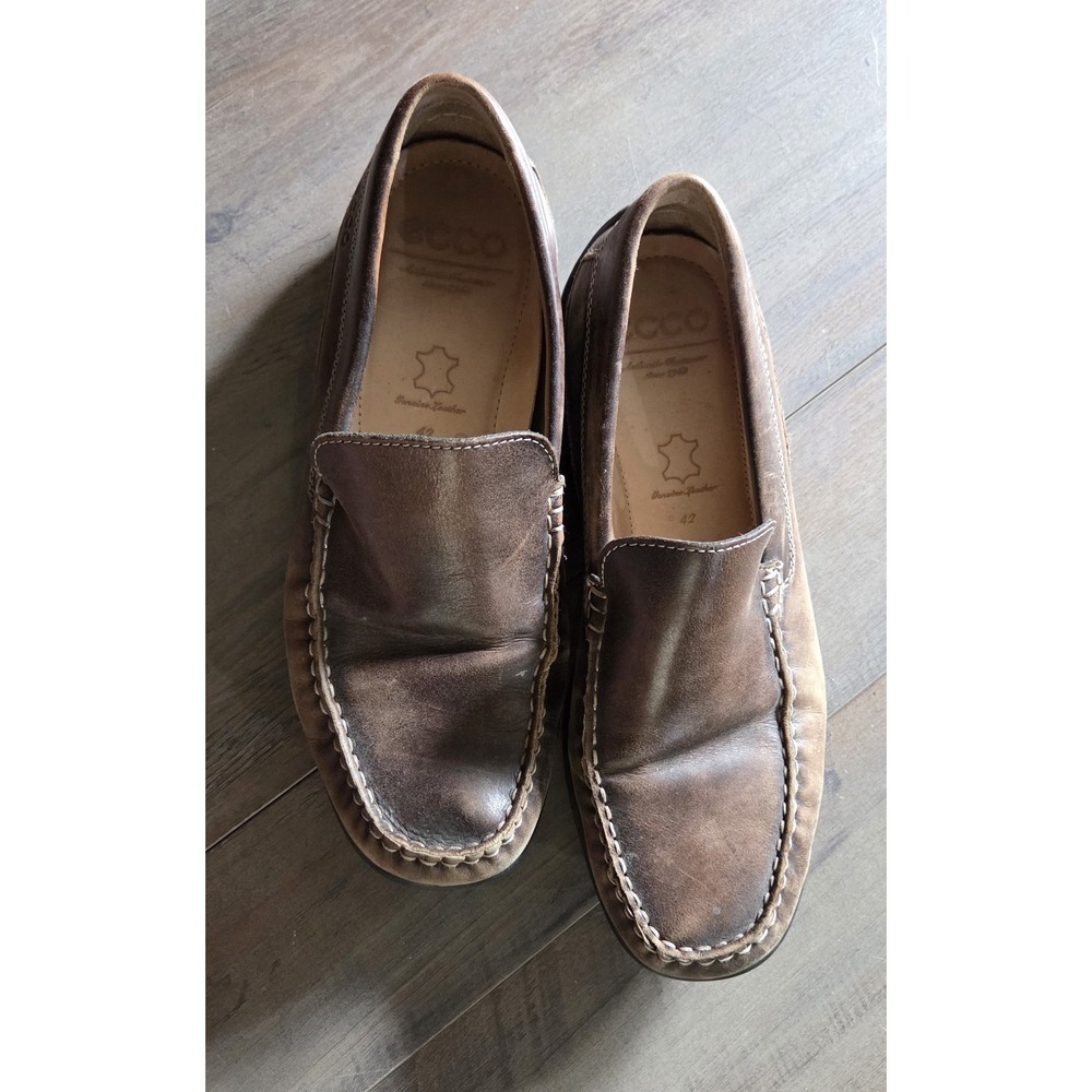 Ecco Shoes Mens Size 42 Eu 9 Us Classic Moc 2.0 Loafers Brown Leather Slip On